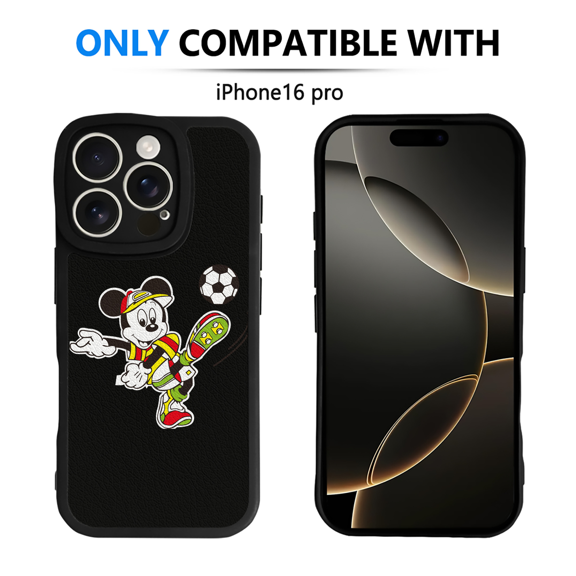 （画像用） ミッキーマウス Mickey Mouse 【iPhone 16シリーズ対応】シリコンスマホケース（レザー調） 材質：シリコン